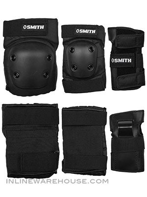 Smith Pads Youth Combo 3pk Knee Elbow Wrist Black
