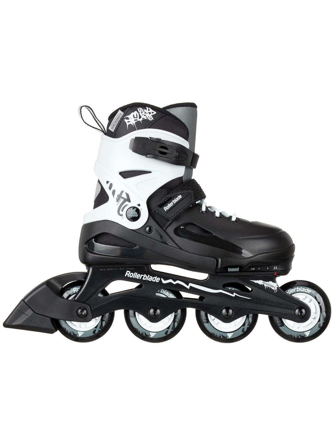 Rollerblade Fury Adjustable Skates Black/White Inline Warehouse