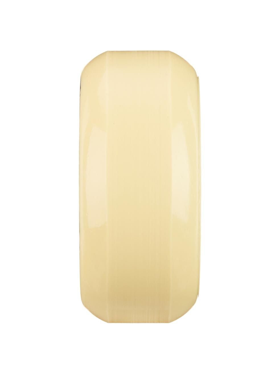 Profile view of an aggressive inline skate wheel that features a flat profile