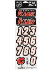 NHL Decal Set Calgary Flames Black (Retro) Helmet