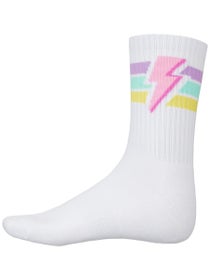 Sock It to Me Thunderstruck White Ribbed Crew Socks
