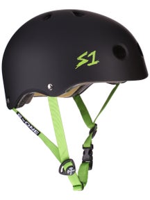 S1 Lifer Helmet Black Matte (Green Strap) LG 