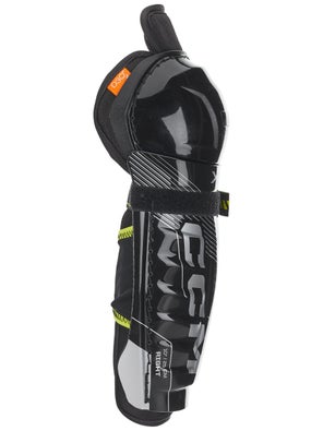 CCM Youth Ice Hockey Shin Guards – 9 Inch, Blue & White, With Knee Cap Protection