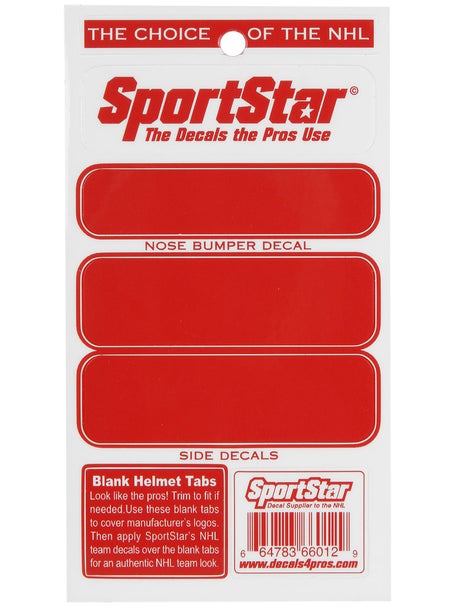 SportStar Vendor Cover Up Blank Hockey Helmet Decals
