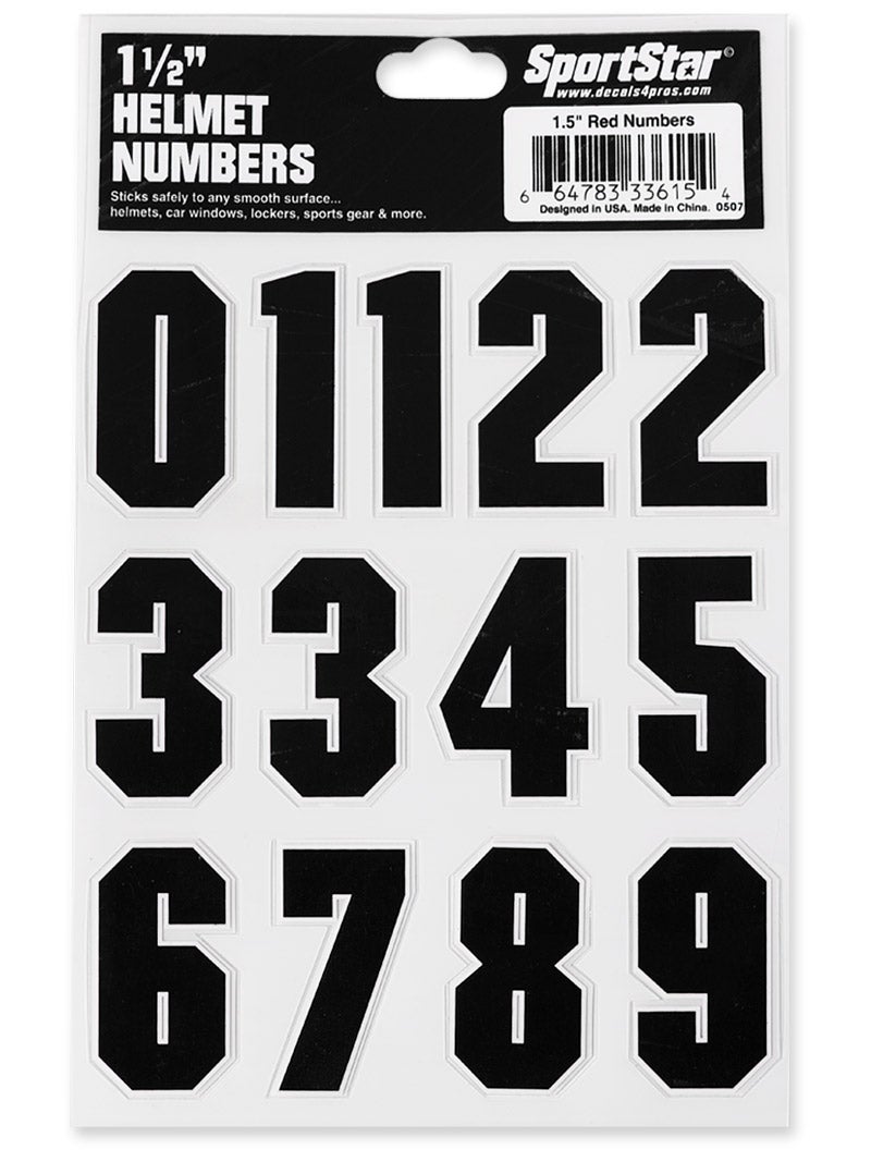 SportStar Player Number Helmet Decals 1 1/2