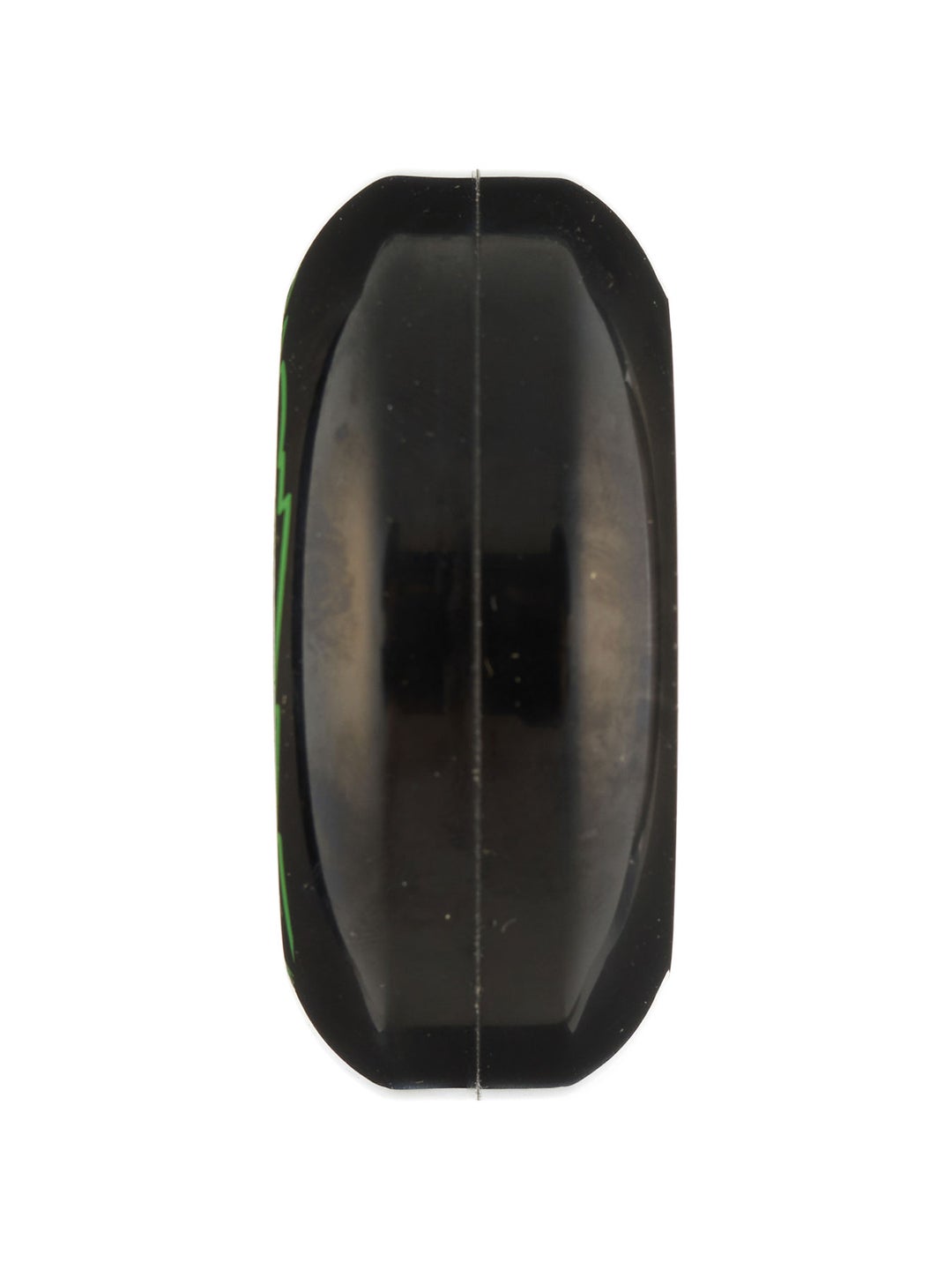 Profile view of an aggressive inline skate wheel that features a flat profile
