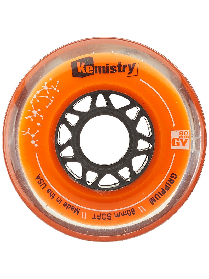 Tour Kemistry Inline Roller Hockey Wheels Grippium Orange 80mm 78A 4-Pack 