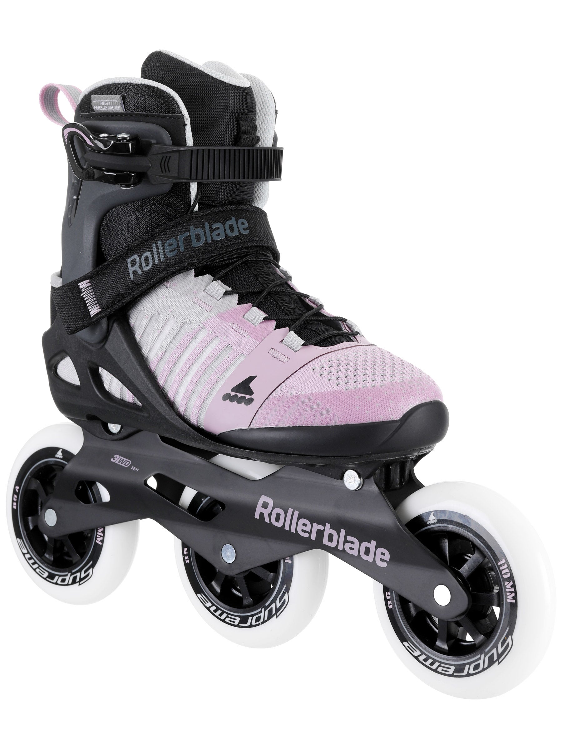 Rollerblade Macroblade 110 3WD Womens Adult Fitness Inline Skate Grey and Pink Performance Inline Skates