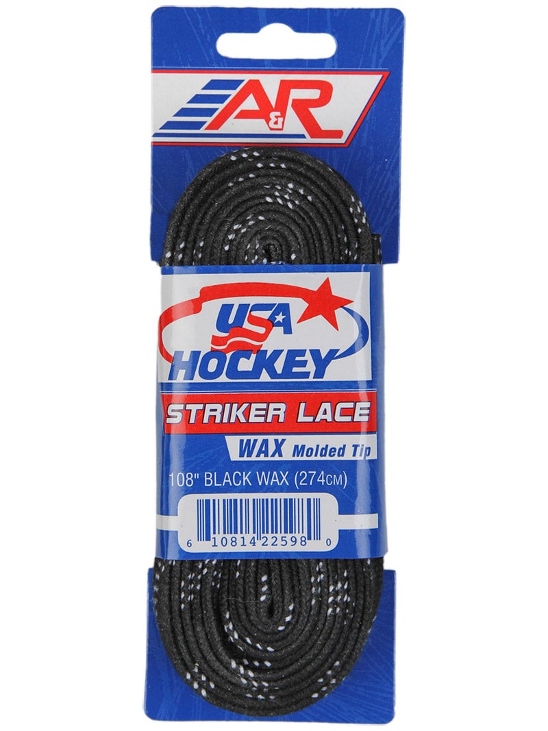 Waxed Striker Laces Black 120 Inches A&R Sports USA Hockey Laces 