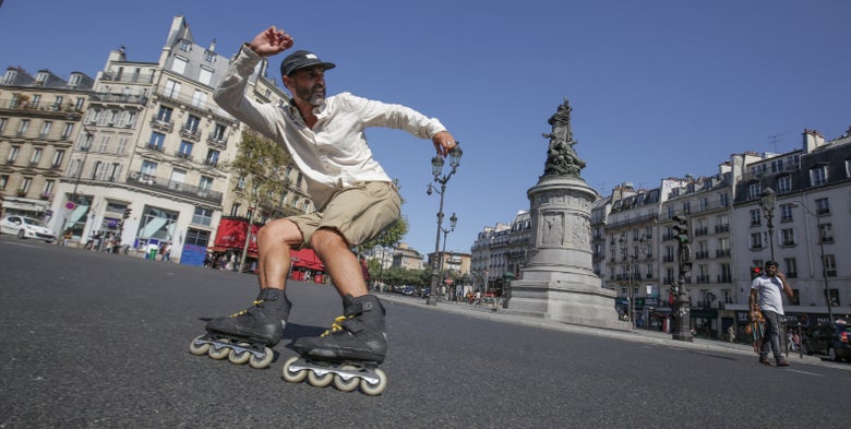 Man skating in the street