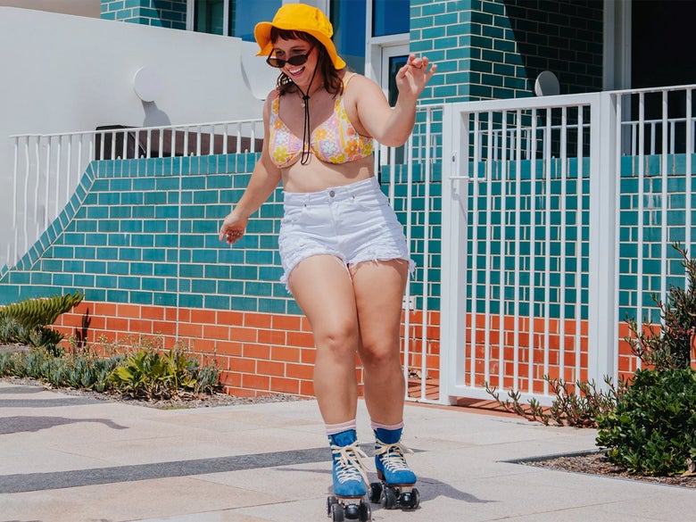 Roller skater enjoying their skates outside