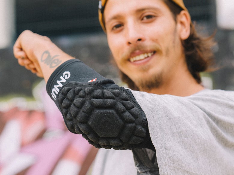 Xavi Eguino wearing the Ennui Shock Sleeve Pro Elbow Gaskets