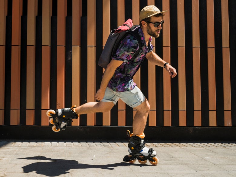 A man skating in Doop Skates
