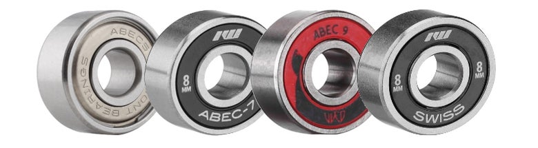 Various bearings with ratings indicated on shield.