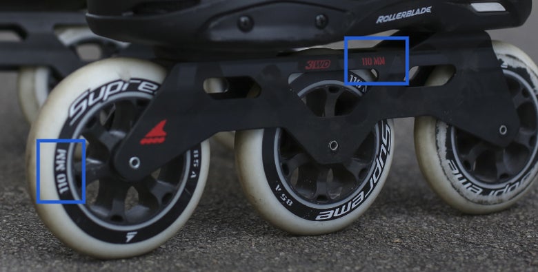 Wheel size highlighted on wheel and frame
